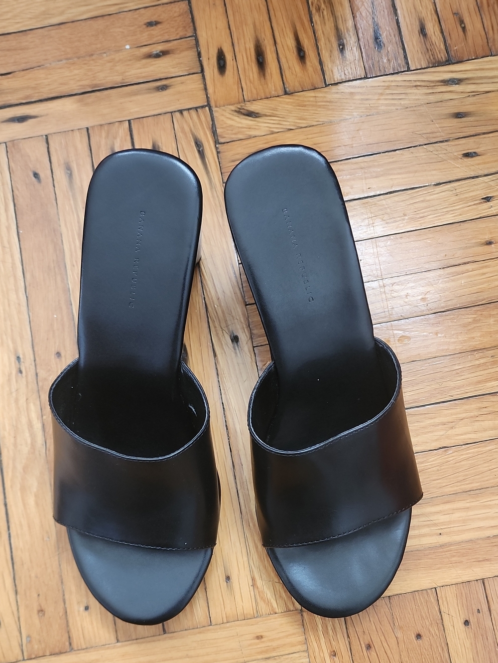 Banana Republic Black Leather Slide Mules